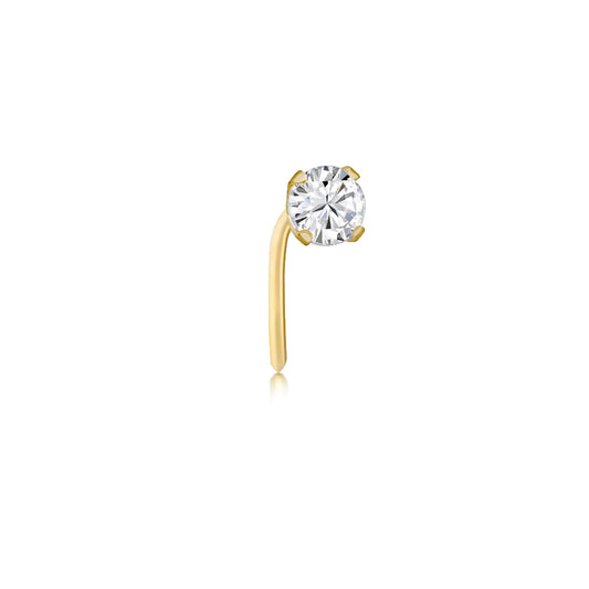 9ct Gold  CZ 4-Claw Solitaire L-Post Nose Stud 3mm - 1-70-0709
