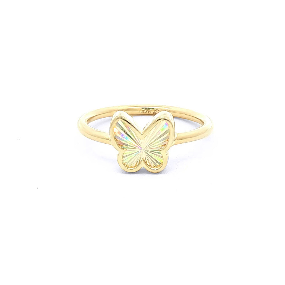 9ct Gold  Magic Rainbow Starburst Butterfly Charm Ring - 1-80-0049