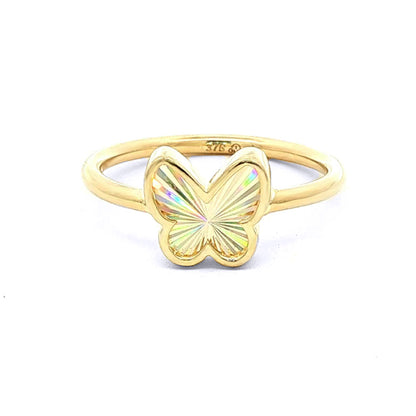 9ct Gold  Magic Rainbow Starburst Butterfly Charm Ring - 1-80-0049