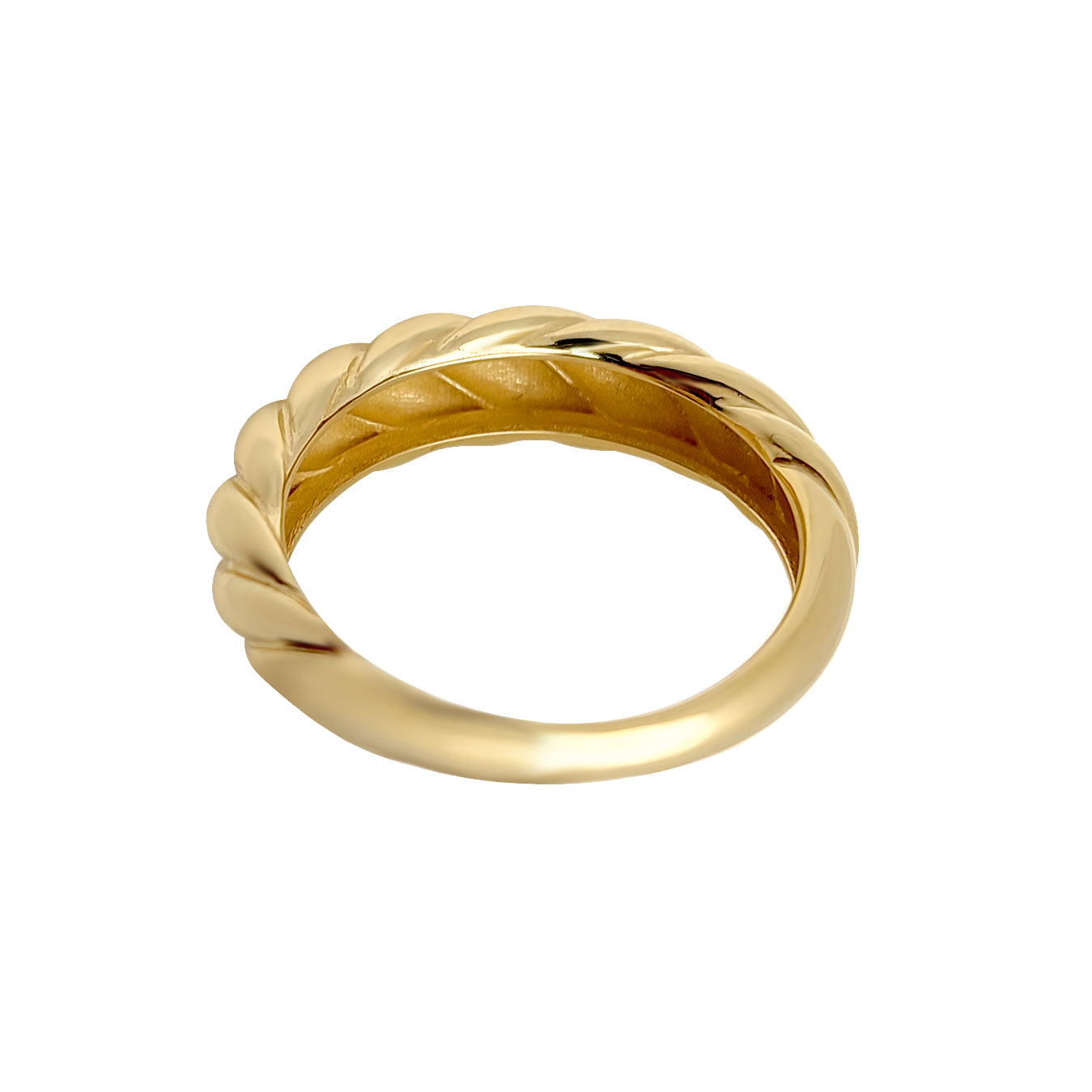 9ct Gold  Gachnun Twist Dome Croissant Ring 6mm - 1-83-6269