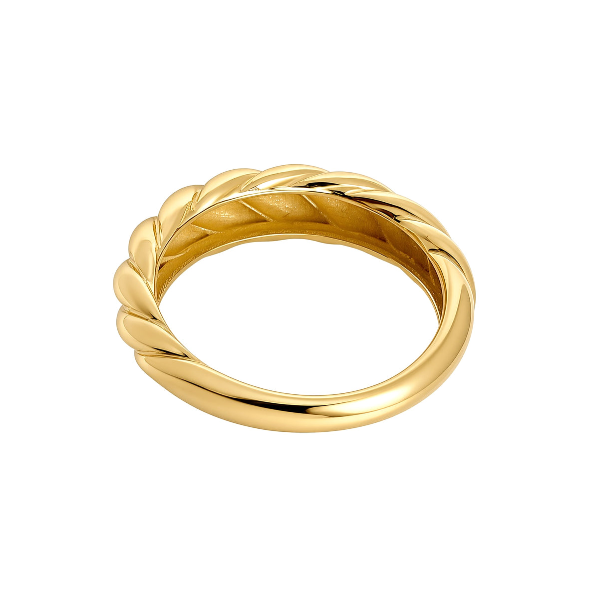 9ct Gold  Gachnun Twist Dome Croissant Ring 6mm - 1-83-6269