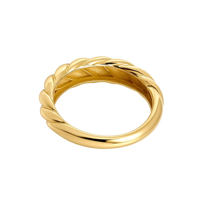9ct Gold  Gachnun Twist Dome Croissant Ring 6mm - 1-83-6269