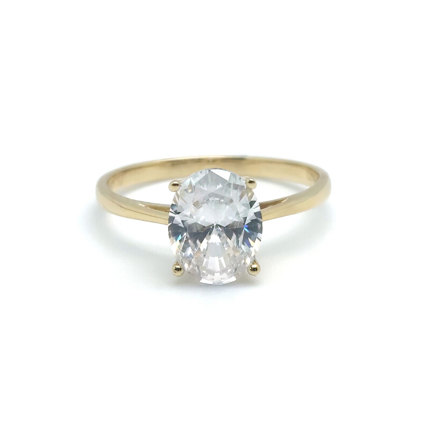 9ct Gold  Oval CZ Solitaire Travel & Proposal Ring 2.00CTS - 1-84-4901