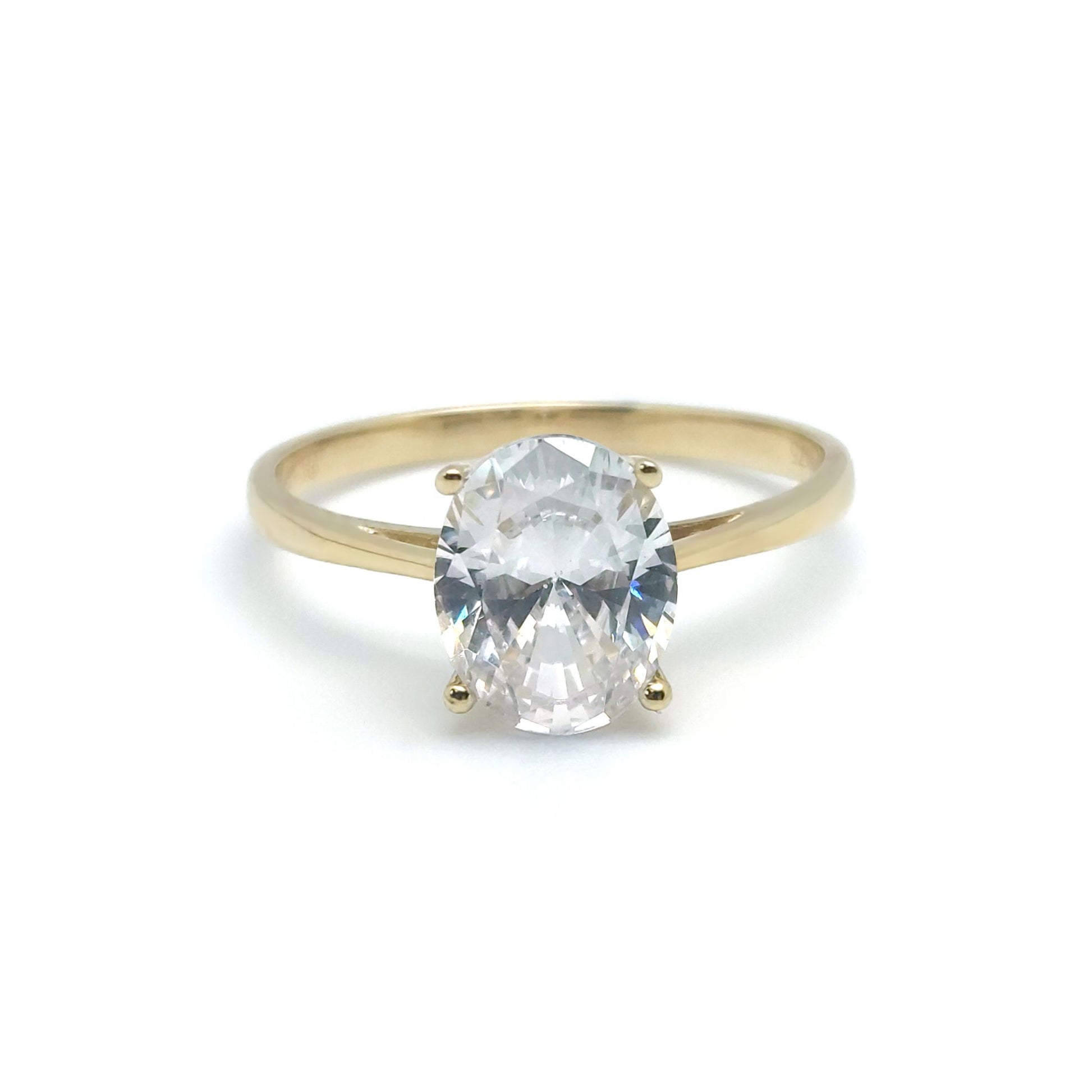 9ct Gold  Oval CZ Solitaire Travel & Proposal Ring 2.00CTS - 1-84-4901