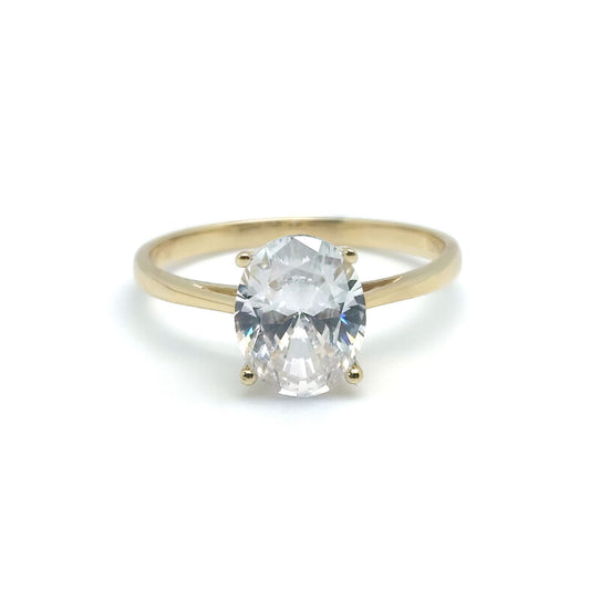 9ct Gold Oval CZ Solitaire Travel & Proposal Ring 2.00CTS - 1-84-4901