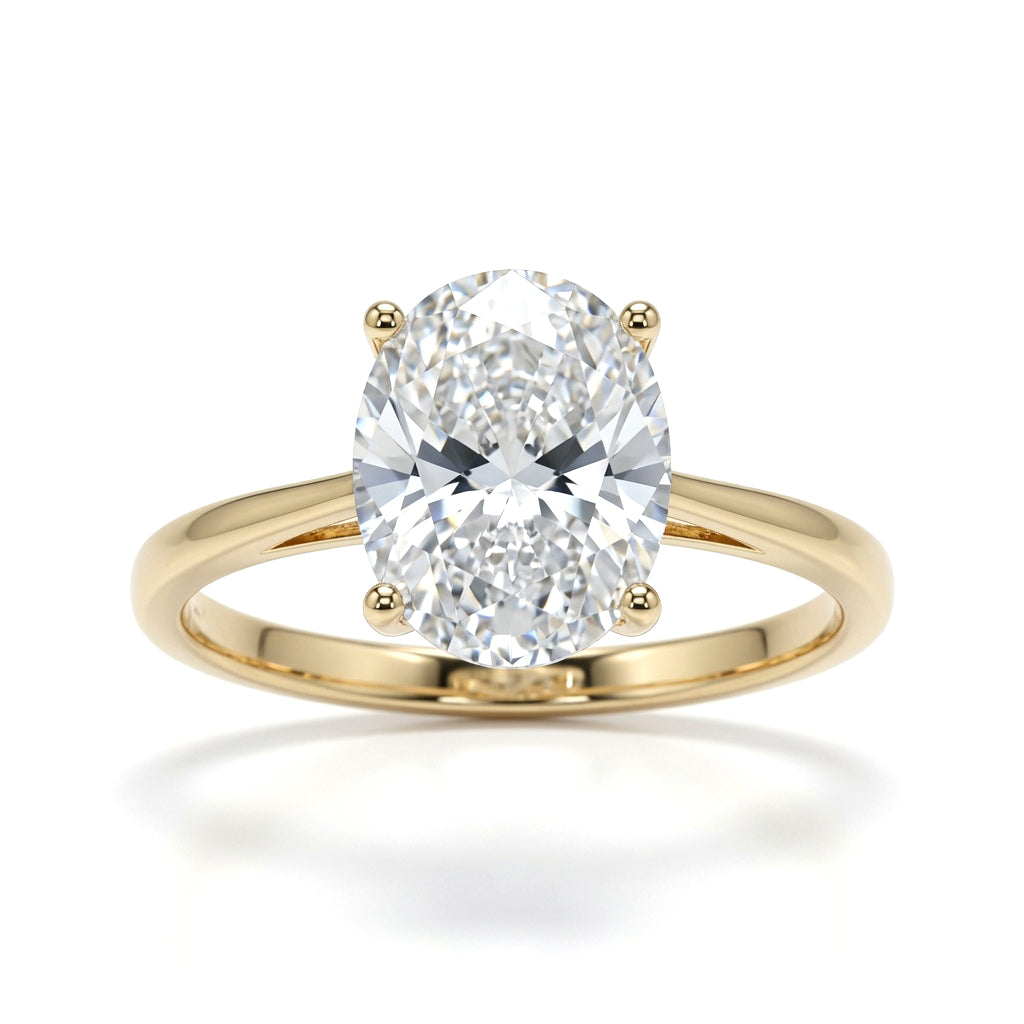 9ct Gold  Oval CZ Solitaire Travel & Proposal Ring 2.00CTS - 1-84-4901