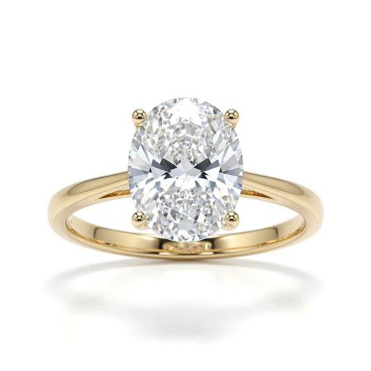 9ct Gold  Oval CZ Solitaire Travel & Proposal Ring 2.00CTS - 1-84-4901