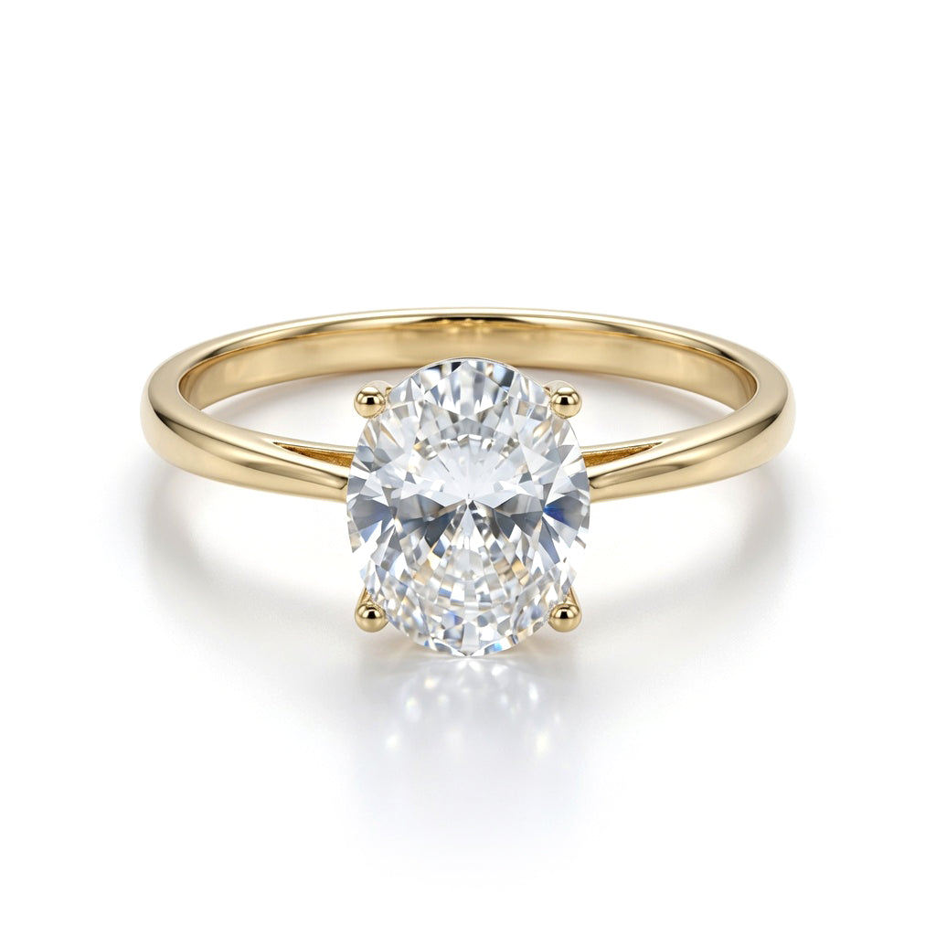 9ct Gold  Oval CZ Solitaire Travel & Proposal Ring 2.00CTS - 1-84-4901