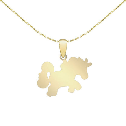 9ct Gold  Enamel Unicorn Pendant 19mm x 18mm - 1-68-5135