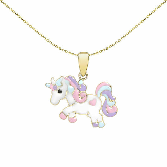 9ct Gold  Enamel Unicorn Pendant 19mm x 18mm - 1-68-5135