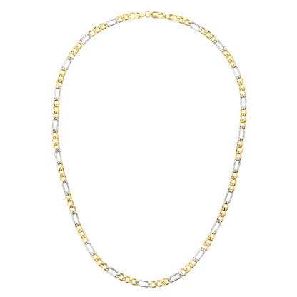 9ct White & Yellow Gold  Figaro Chain Necklace 5mm 18 inch - 120AXLHGR30YW-18