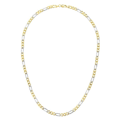 9ct White & Yellow Gold  Figaro Chain Necklace 5mm 18 inch - 120AXLHGR30YW-18