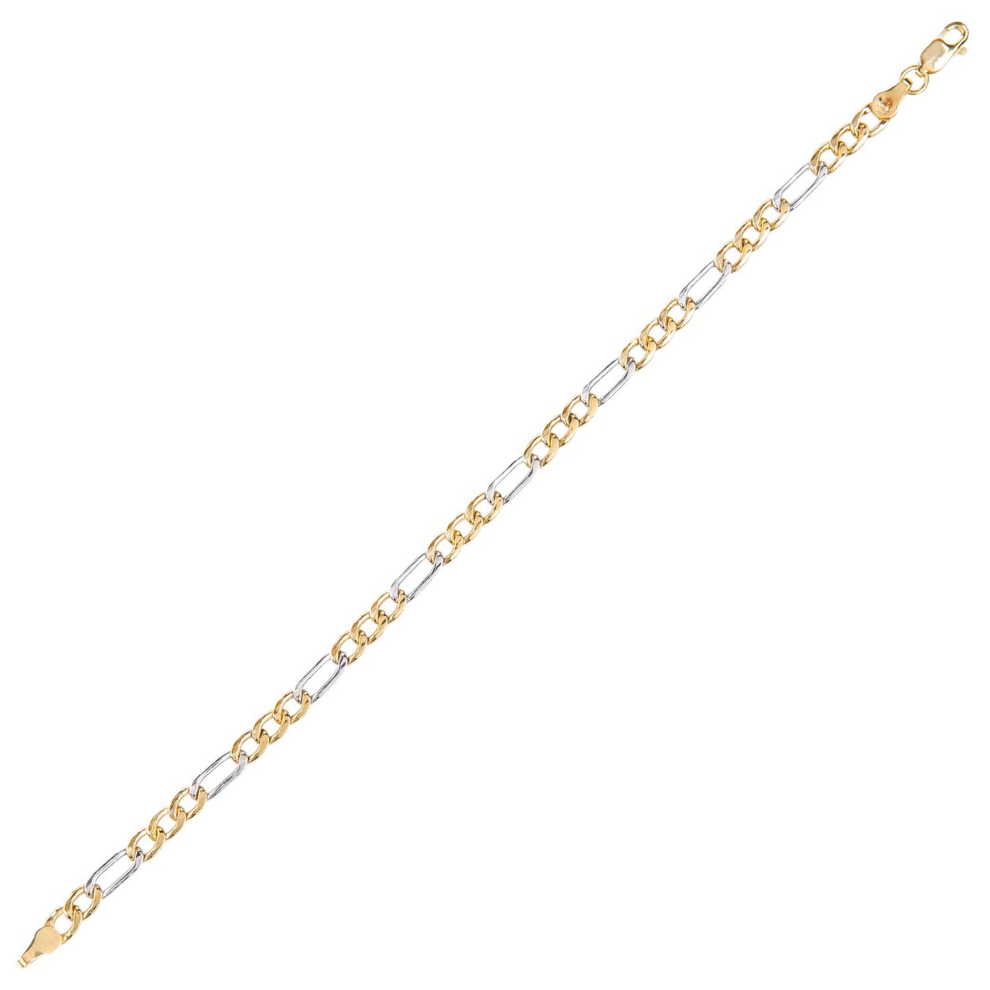 9ct White & Yellow Gold  Figaro Chain Bracelet 5mm 7.5 inch - 120AXLHGR30YW-7.5