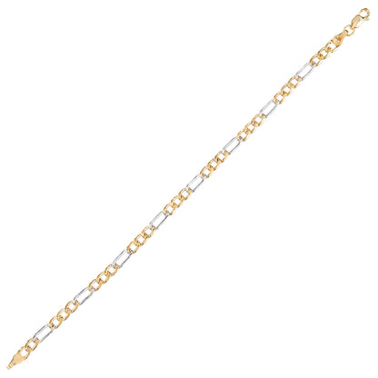 9ct White & Yellow Gold  Figaro Chain Bracelet 5mm 7.5 inch - 120AXLHGR30YW-7.5