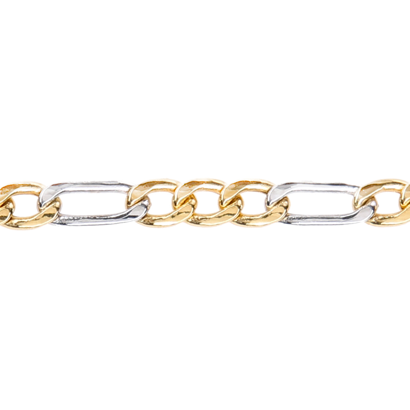 9ct White & Yellow Gold  Figaro Chain Bracelet 5mm 7.5 inch - 120AXLHGR30YW-7.5