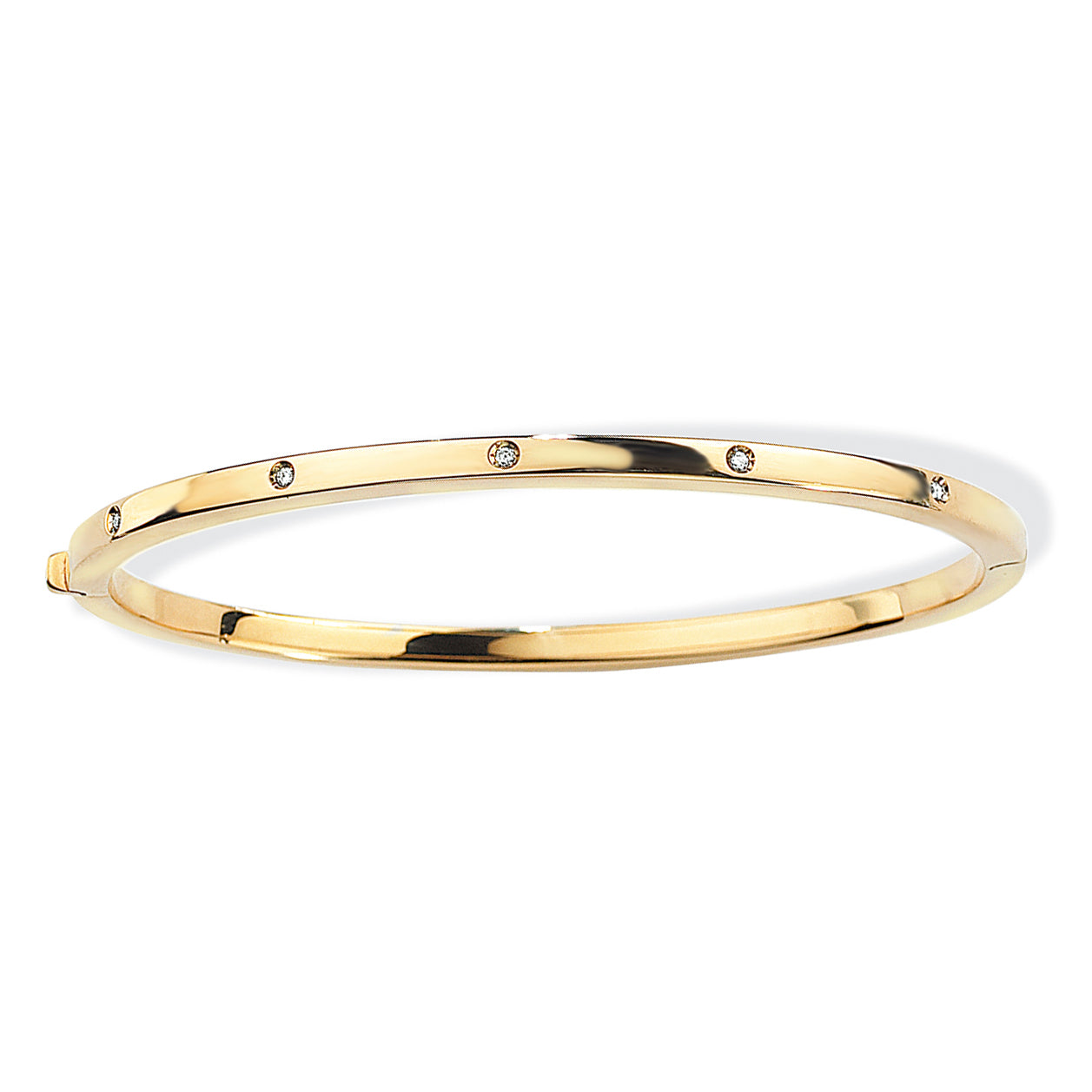 Ladies 18ct Gold  5 Diamonds Eternity Bangle Bracelet 4mm - BGNR02009