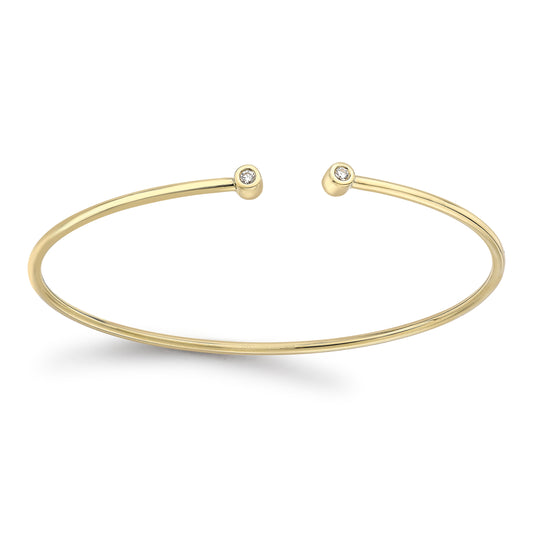 18ct Gold  Diamond Twin Donut Solitaire Torque Bangle 1.5mm 5pts - BGNR02050