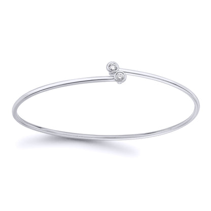 18ct White Gold  Diamond Crossover Torque Bangle 1.5mm 10pts - BGNR02052