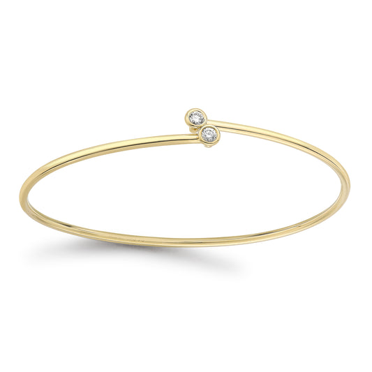 18ct Gold  Diamond Twin Donut Crossover Torque Bangle 1.5mm 10pts - BGNR02053