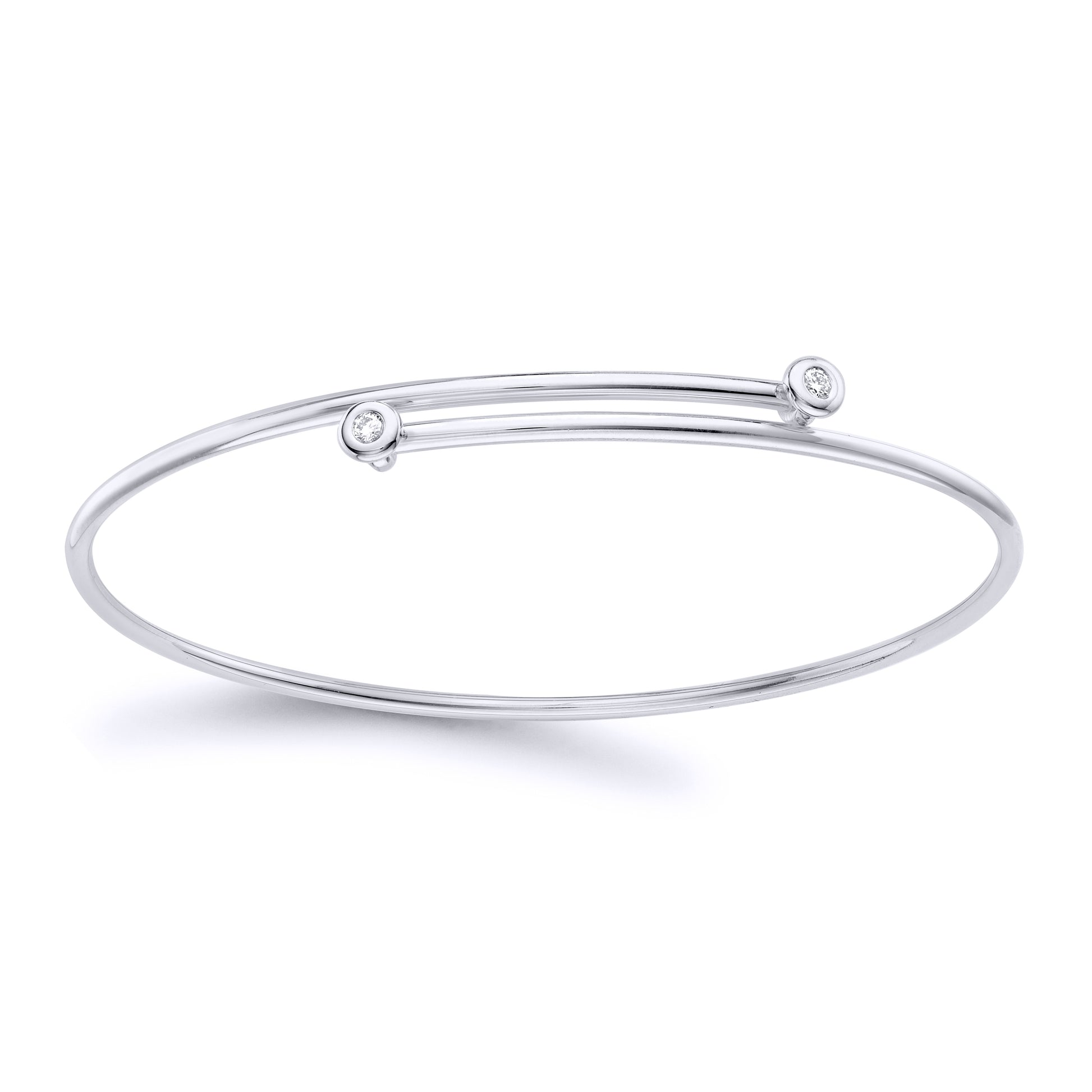 18ct White Gold  Diamond Twin Donut Crossover Bangle 1.5mm 5pts - BGNR02077