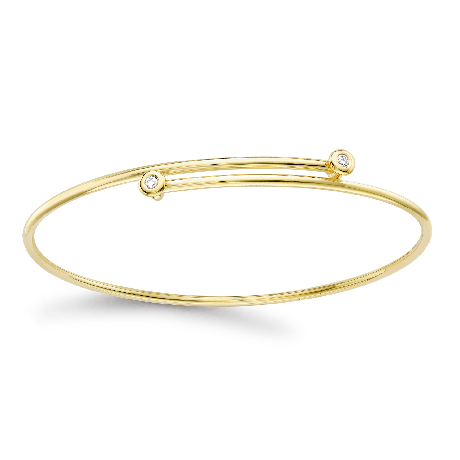 18ct Gold  Diamond Donut Solitaire Crossover Bangle 1.5mm 5pts - BGNR02078