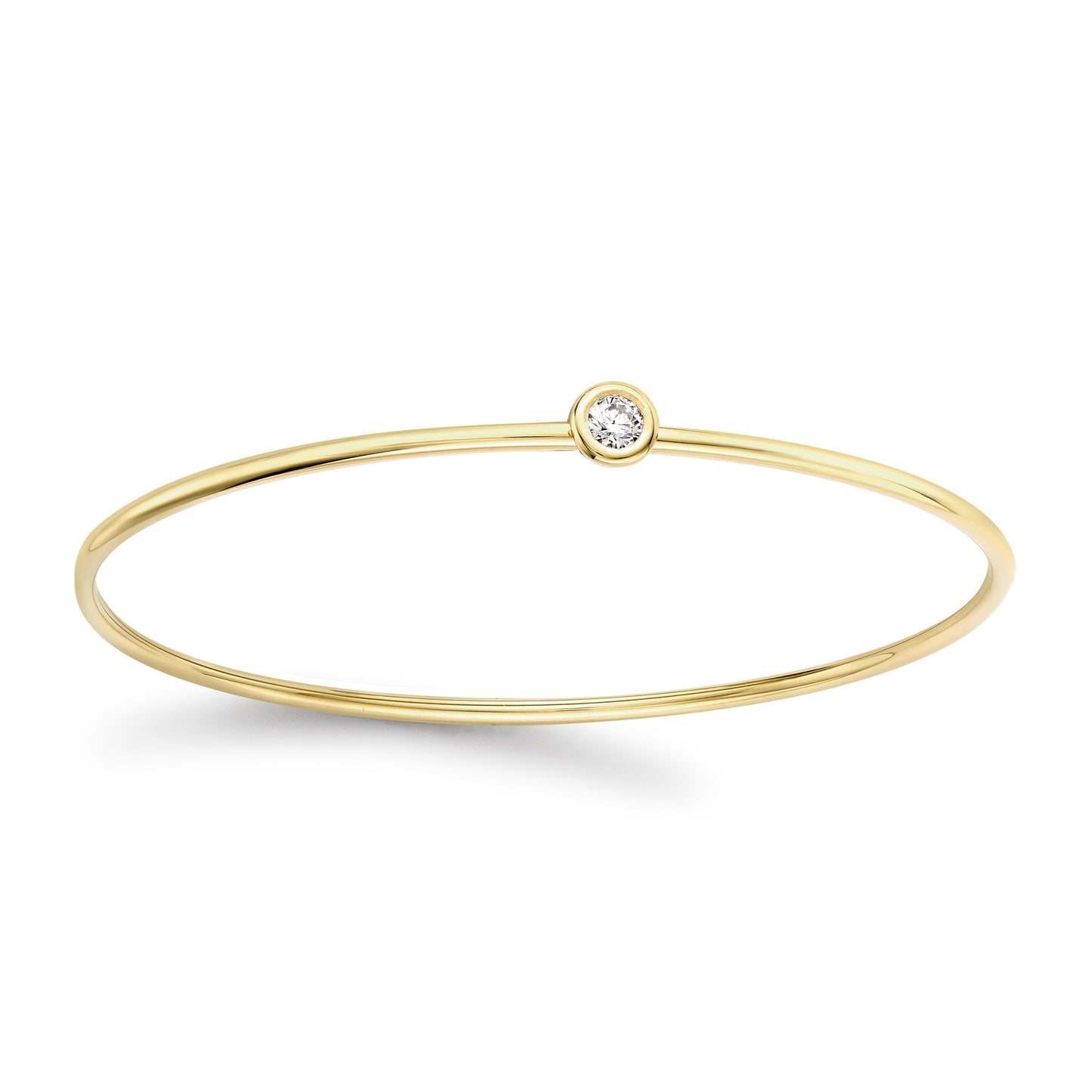 18ct Gold  Diamond Donut Bezel Solitaire Bangle 1.5mm 14pts - BGNR02080