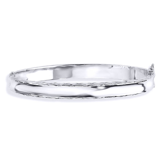 9ct White Gold  - Concave Ladies Bangle - BNNR02190