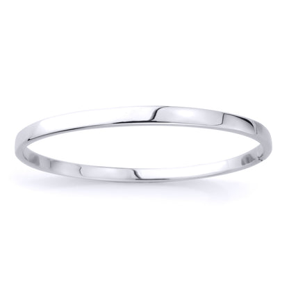 Ladies 9ct White Gold  Rectangular Tubing Bangle Bracelet - 4mm - BNNR02370