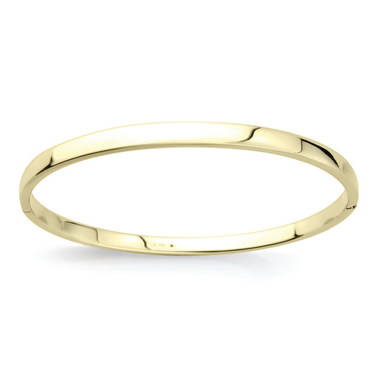 Ladies 9ct Gold  Rectangular Tubing Bangle Bracelet - 4mm - BNNR02373