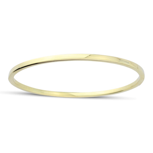 Ladies 9ct Gold  Square Tube Minimal Bangle Bracelet 2.5mm - BNNR02375