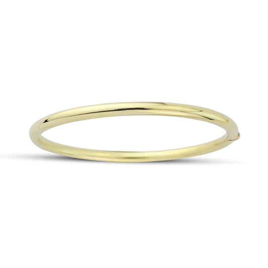 Ladies 9ct Gold  Hollow 4mm Round Tube Oval Bangle Bracelet - BNNR02376