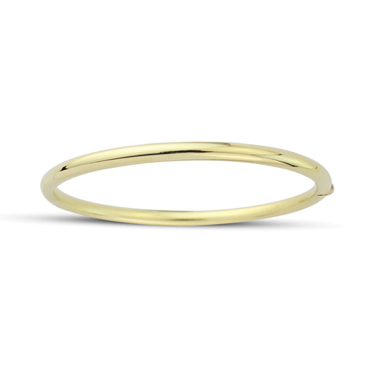 18ct Gold  Circular Round Tube Hoop Bangle Bracelet 4mm - BGNR02376