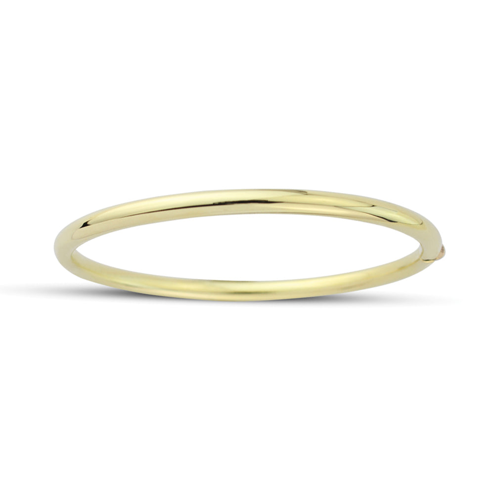 Ladies 9ct Gold  Hollow 4mm Round Tube Oval Bangle Bracelet - BNNR02376