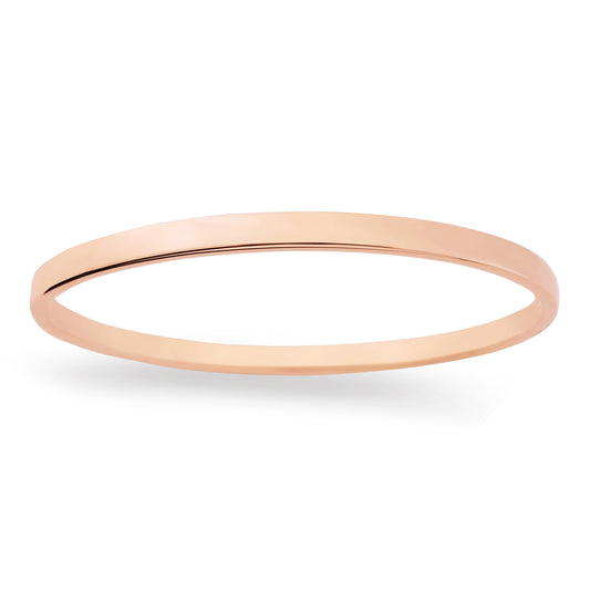 Ladies 9ct Pink Rose Gold  4mm Rectangular Tube Bangle Bracelet - BNNR02389