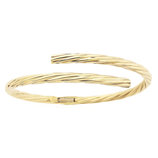 9ct Gold  Oval-Tube Crossover Bangle Bracelet - BNNR02440