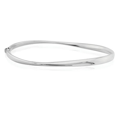 9ct White Gold  Polished Twist Bangle Bracelet - BNNR02457