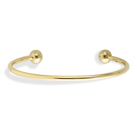 Ladies 9ct Gold  Solid Wire Torque Bead Bangle Bracelet 3mm - BNNR02496