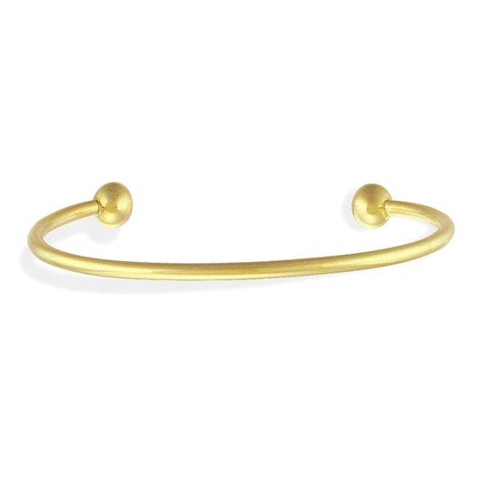 Ladies 9ct Gold  Solid Wire Torque Bead Bangle Bracelet 3mm - BNNR02941