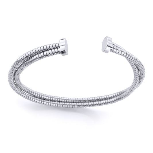 Sterling Silver  - Double Cable - Bangle - Ladies - BSNR02048