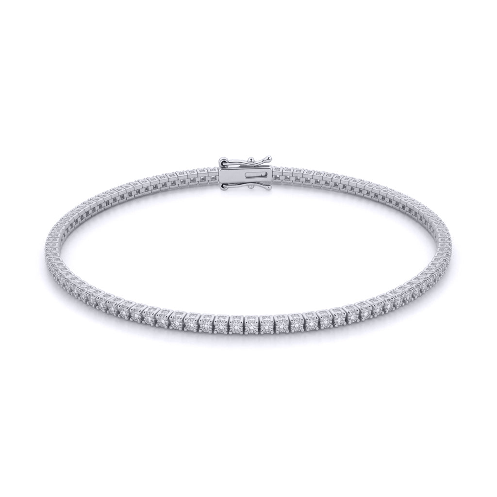 18ct White Gold  1ct Certified Natural Diamond Tennis Bracelet - 18B018-100