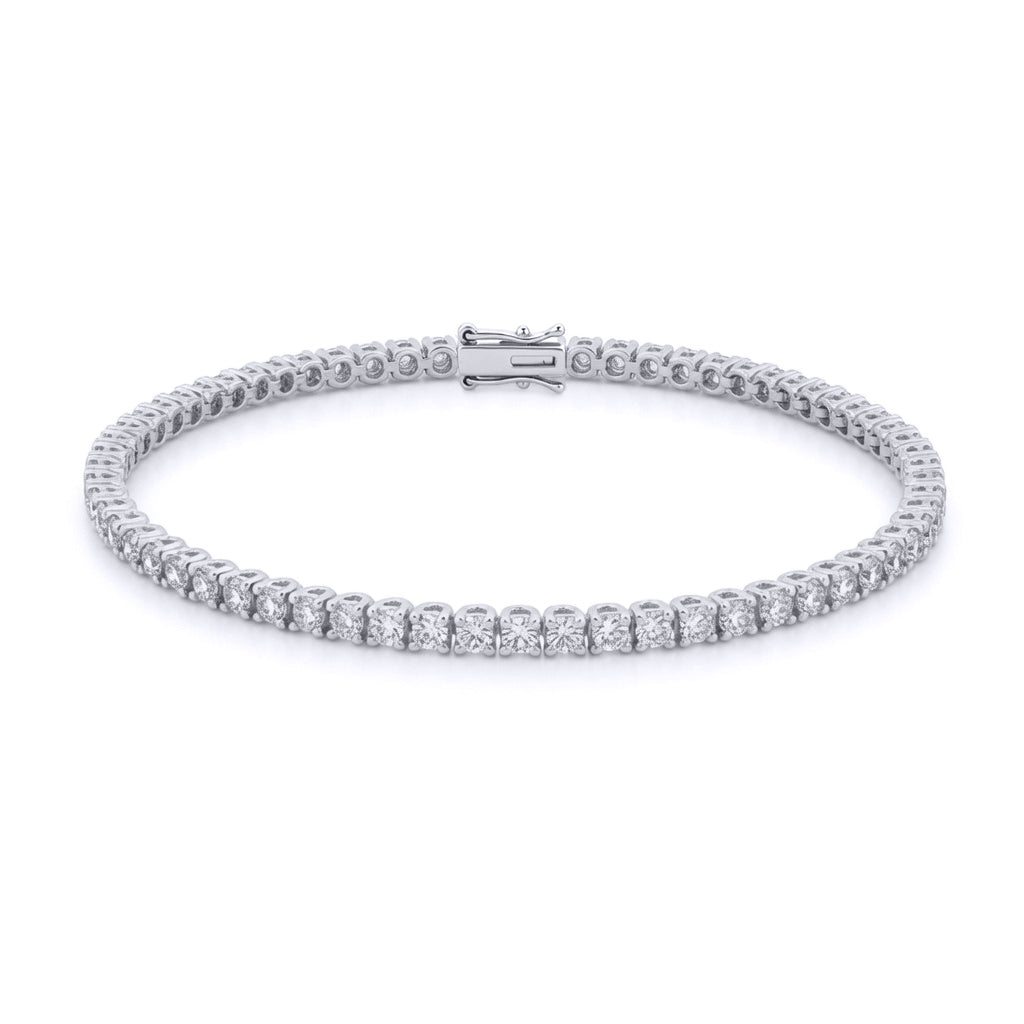 18ct White Gold  3ct Certified Natural Diamond Tennis Bracelet - 18B019-300