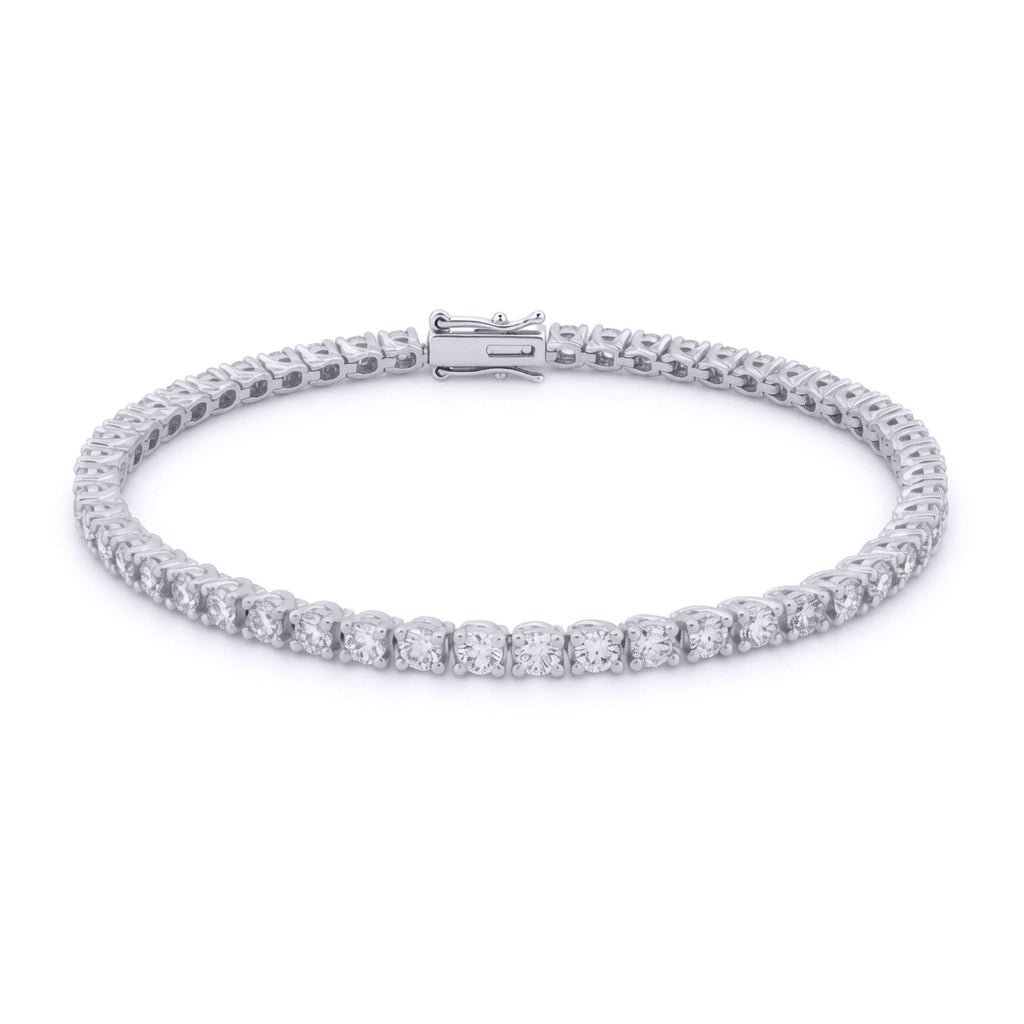 18ct White Gold  4ct Certified Natural Diamond Tennis Bracelet - 18B019-400