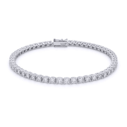 18ct White Gold  4ct Certified Natural Diamond Tennis Bracelet - 18B019-400