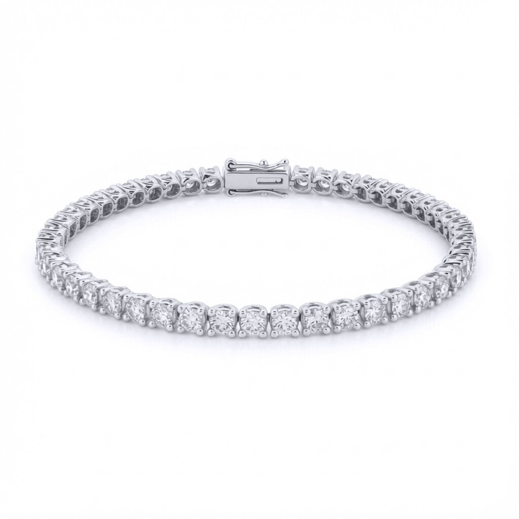 18ct White Gold  5.00ct Natural Diamond Line Tennis Bracelet - 18B019-500