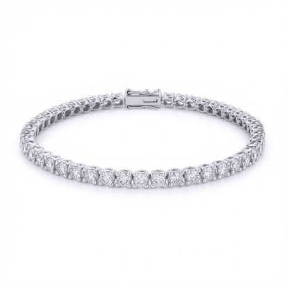 18ct White Gold  5.00ct Natural Diamond Line Tennis Bracelet - 18B019-500