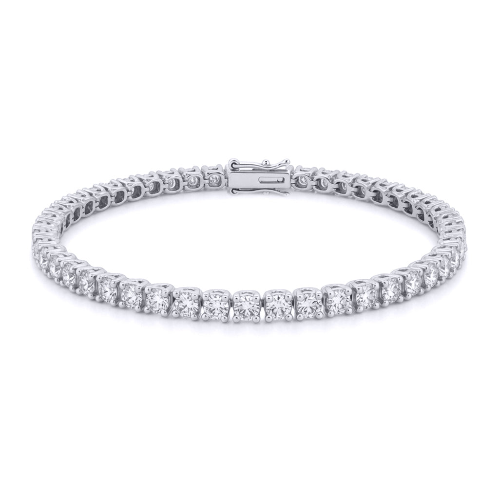 18ct White Gold  6ct Certified Natural Diamond Tennis Bracelet - 18B019-600