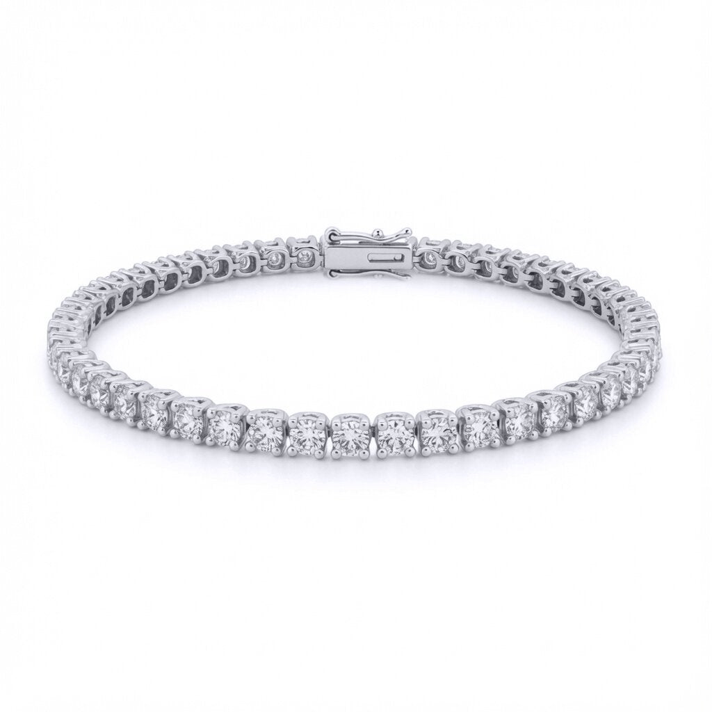 18ct White Gold  6.00ct Natural Diamond Line Tennis Bracelet - 18B019-600