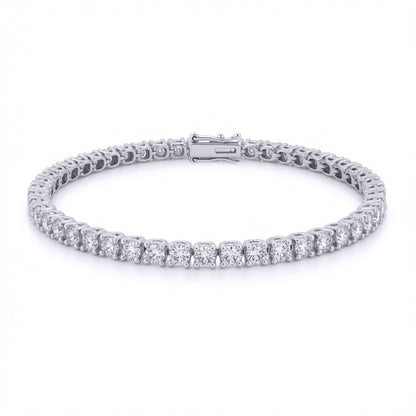 18ct White Gold  6.00ct Natural Diamond Line Tennis Bracelet - 18B019-600