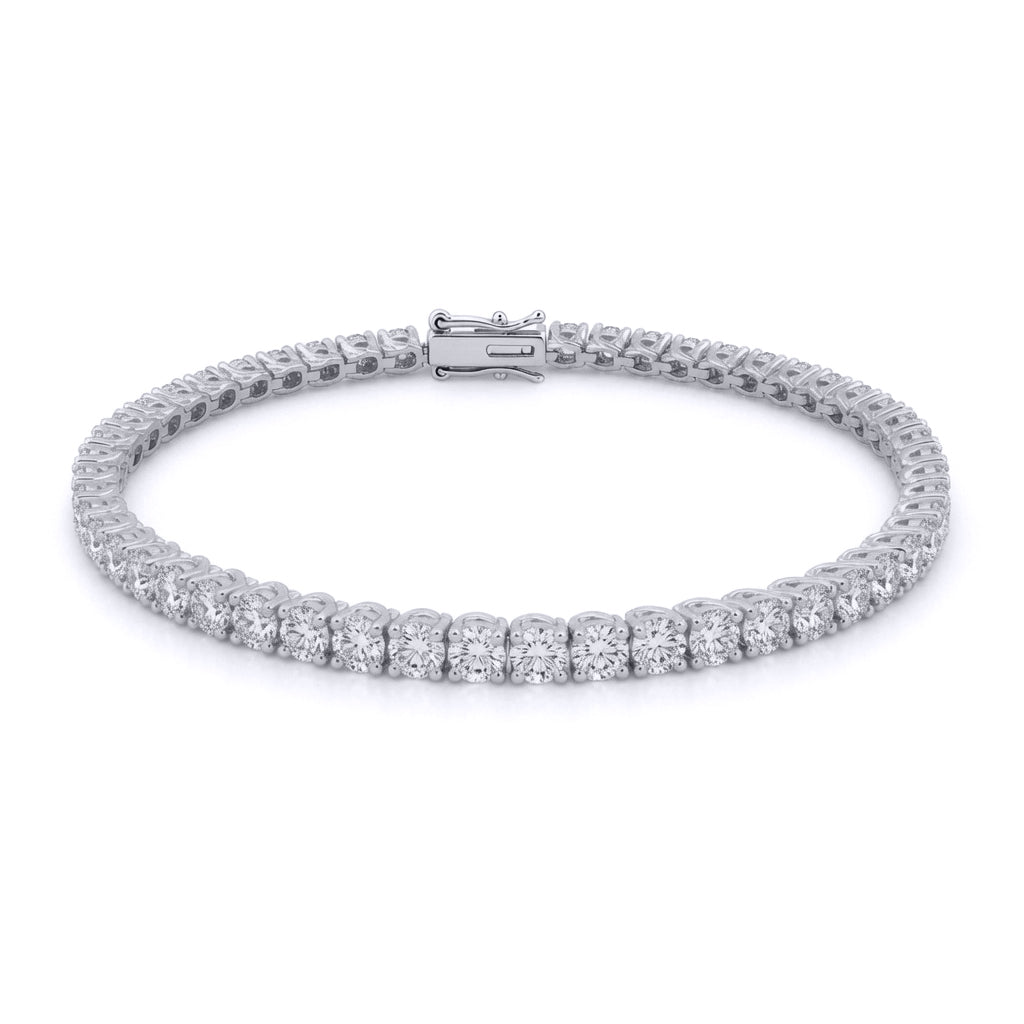 18ct White Gold  7ct Certified Natural Diamond Tennis Bracelet - 18B019-700
