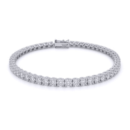 18ct White Gold  7ct Certified Natural Diamond Tennis Bracelet - 18B019-700